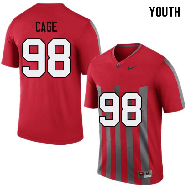 Ohio State Buckeyes Jerron Cage Youth #98 Throwback Authentic Stitched College Football Jersey